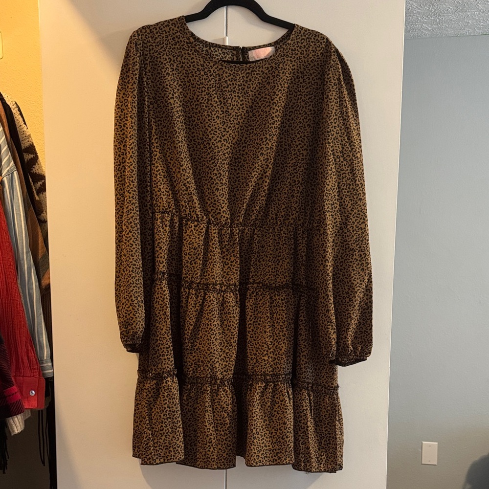 Leopard Print Long Sleeve Dress